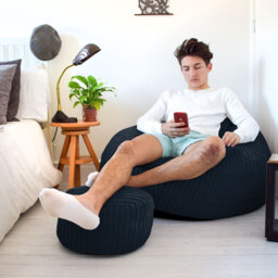 rucomfy Beanbags Slouchbag Large Corduroy Bean Bag Chair - Adult Bean Bag with Filling - Home Furniture Seating for Living Room or Bedroom - Machine W