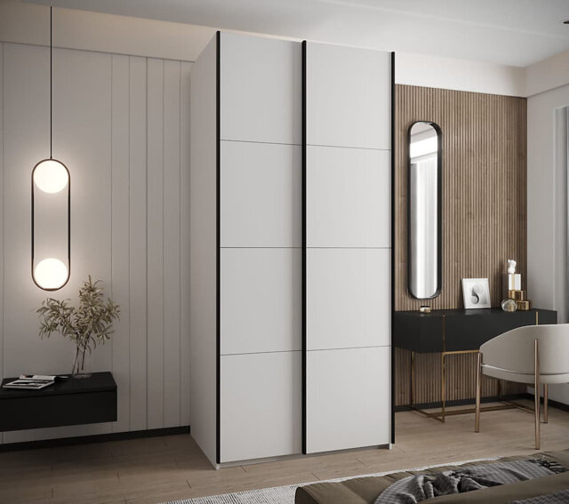 Stylish Trosa I White Sliding Door Wardrobe W100cm
