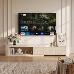 "Modern 70.86""–122"" Extendable Solid Wood TV Stand – White Media Console with Faux Marble Top, 3 Drawers, No Assembly Required"