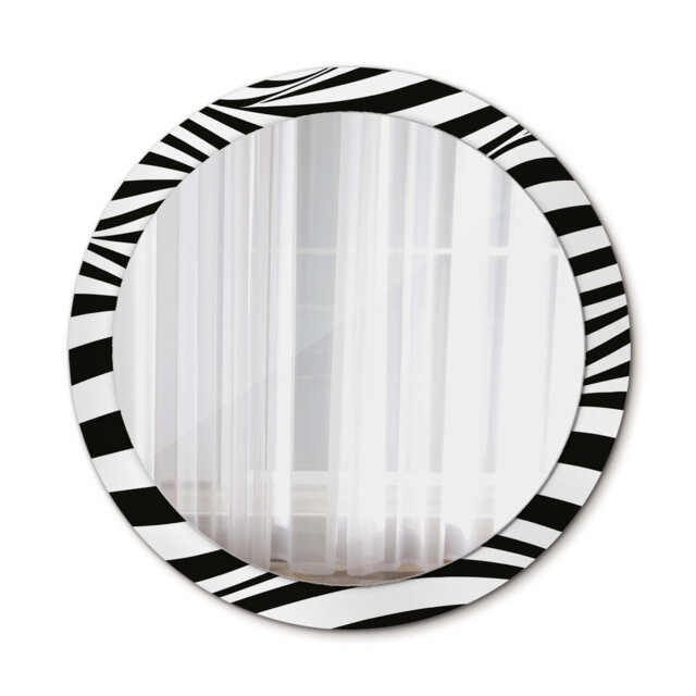 Huldar Round Glass Framed Wall Mounted Accent Mirror in White/Black