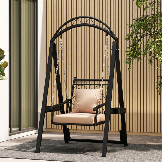 Outdoor Porch Swing With Stand For Adults Patio Swing Chair With Removable Cushions