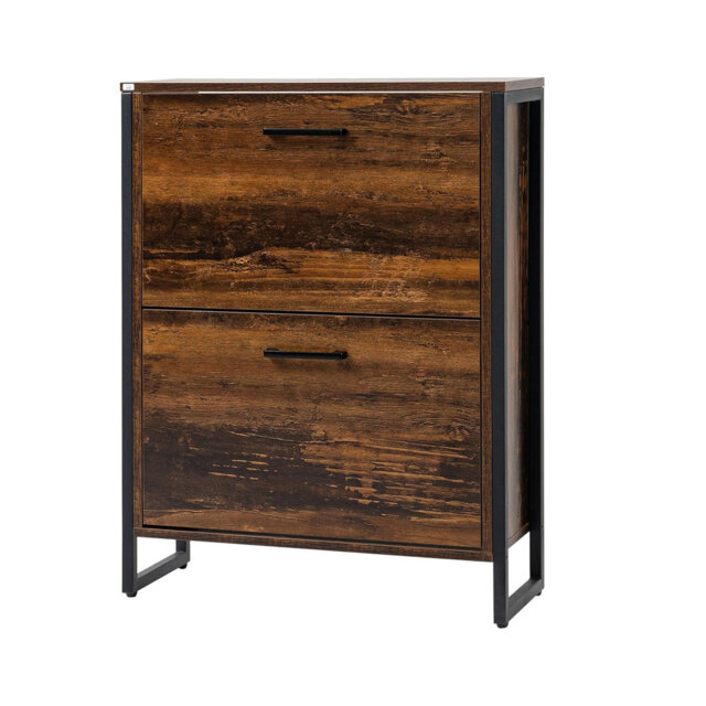 Shoe Cabinet With 2 Flip Drawers, Shoe Storage Cabinet For 12 Pairs, Freestanding Slim Shoe Rack