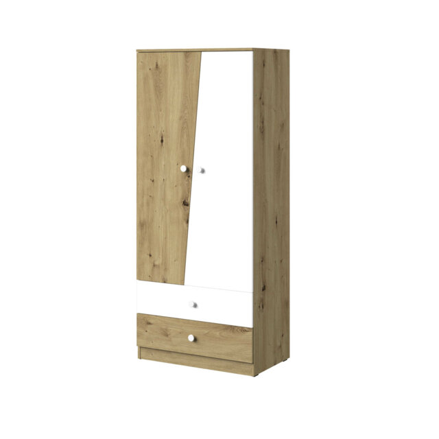 """Nantes 1"" wardrobe, artisan oak/Artisan oak high -gloss/White high -gloss color"