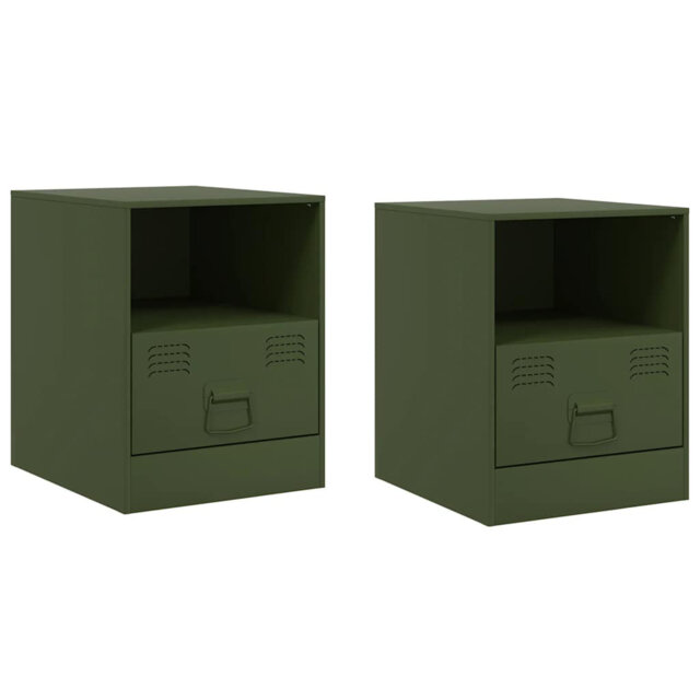 Vidaxl Bedside Cabinets 2 Pcs Anthracite 34.5X39x44 Cm Steel
