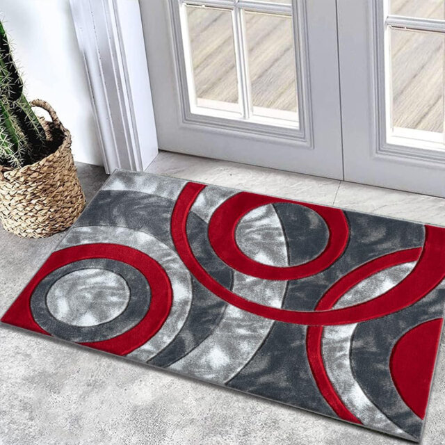 Red 160x230cm Modern Indoor Floor Rug Super Soft High Dense Pile Non Slip Thick Area Rug