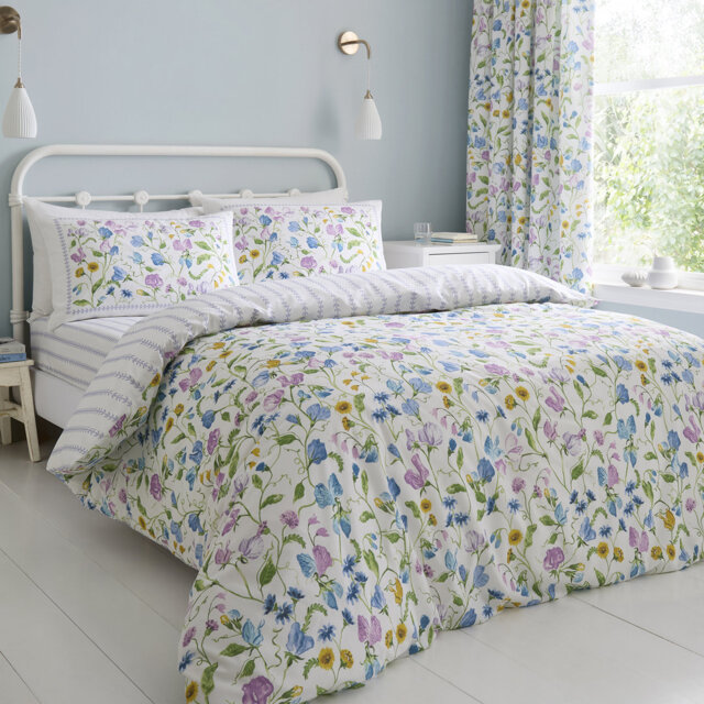 Sweetpea Floral Cotton Floral Duvet Cover Set