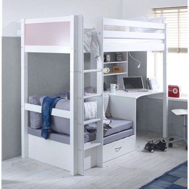 Solorzano European Single (90 x 200cm) High Sleeper Loft Bed Bed with Bookcase