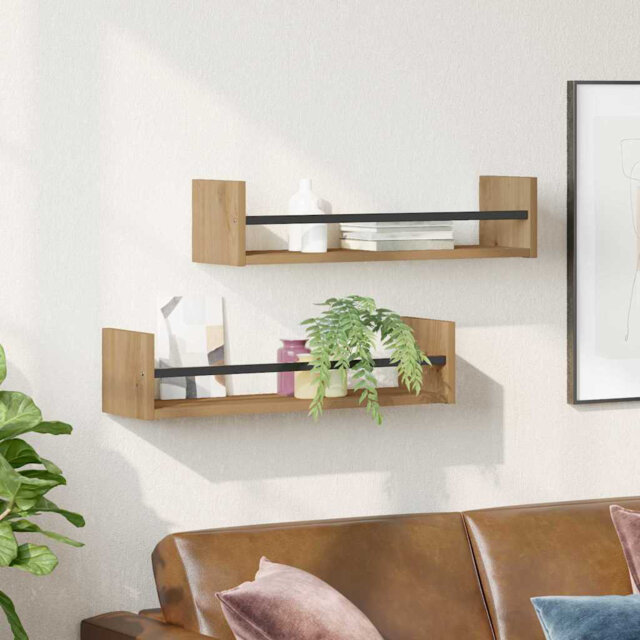 Wall Shelf 2 Pcs Engineered Wood