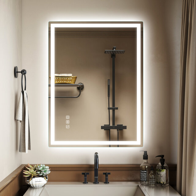 Casten Sleek LED Bathroom mirror with Bluetooth, Dimming, 3 color temperature, Anti-fog Wall mirror