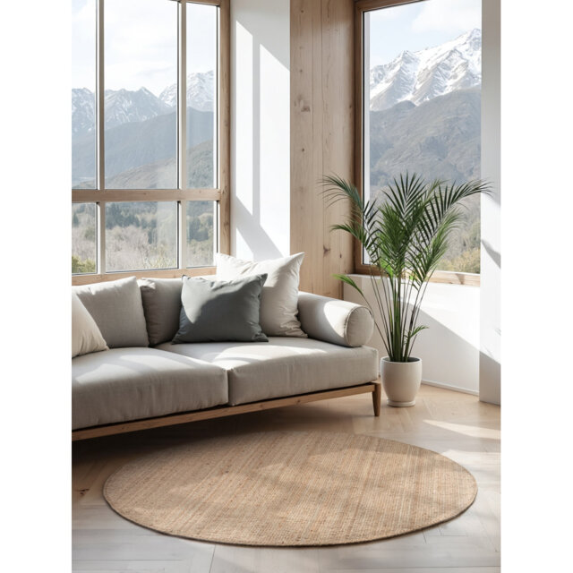 Jaipur Jute Rug Round by Hanse Home – Natural Living Room Rug Handwoven Boho Natural Fiber Living Room, Bedroom
