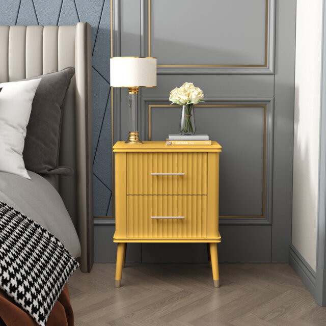 Shruti Solid + Manufactured Wood Bedside Table