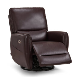 Swivel Glider Power Recliner Nursery Chair with Lumbar Support Pillow, Faux Leather