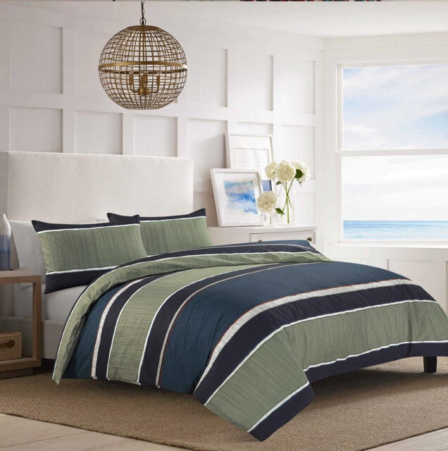 Kylierae Olive Green Plain Weave Modern & Contemporary Duvet Cover Set