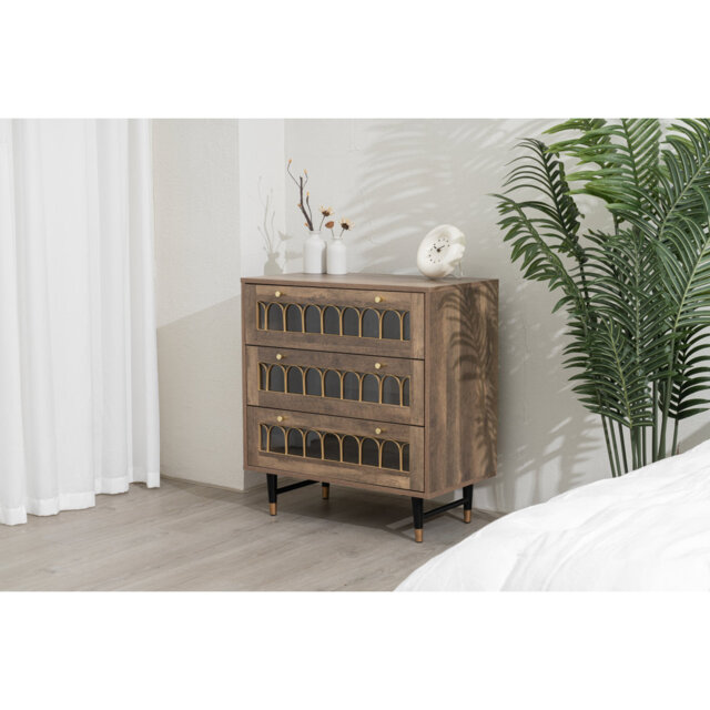 Storvik Modern Brown 3 Drawer Chest Of Drawers