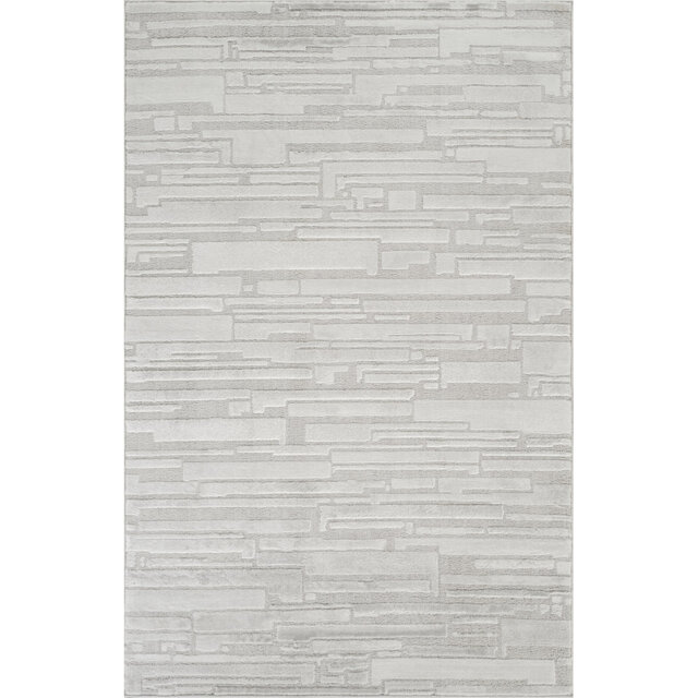 Hamilton Modern Metallic Sheen Area Rug - Polypropylene Weaving - Jute Backing - Blocked Bold Geometric Design Rugs, Silver