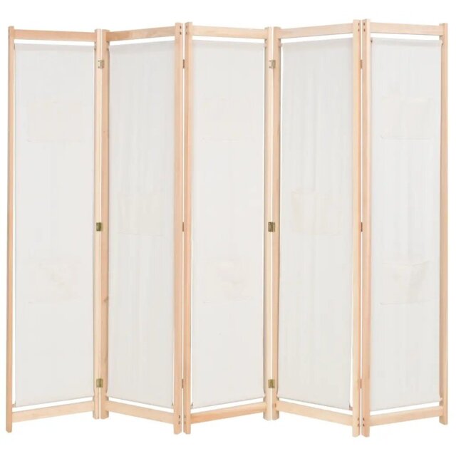 Pietra 200cm W x 170cm H 5 - Panel Solid Wood Folding Room Divider