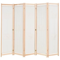 Pietra 200cm W x 170cm H 5 - Panel Solid Wood Folding Room Divider
