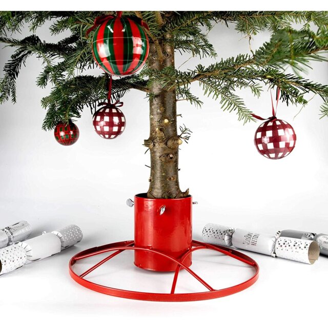 "Bosmere Contemporary Round Christmas Tree Stand 4"" Red, G480"