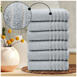 6 Pack Premium Ribbed Cotton Towels, Everyday Comfort Hand, Bath Towels & Sheet, Soft Feel, Quick Dry & Highly Absorbent