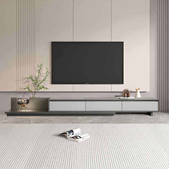 Space-Saving Extendable TV Unit with 3 Drawers - Adjustable 200-330cm - 3 Colour Options: Walnut, Grey, Dark Walnut TV Stand- for Living Room & Bedroo