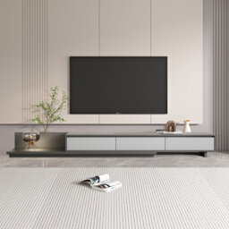 Space-Saving Extendable TV Unit with 3 Drawers - Adjustable 200-330cm - 3 Colour Options: Walnut, Grey, Dark Walnut TV Stand- for Living Room & Bedroo