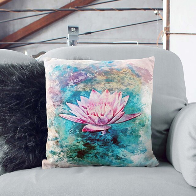 Colourful Water Lily Cushion with Filling