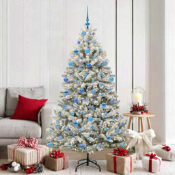 Artificial Christmas Tree Green and White PVC and Metal