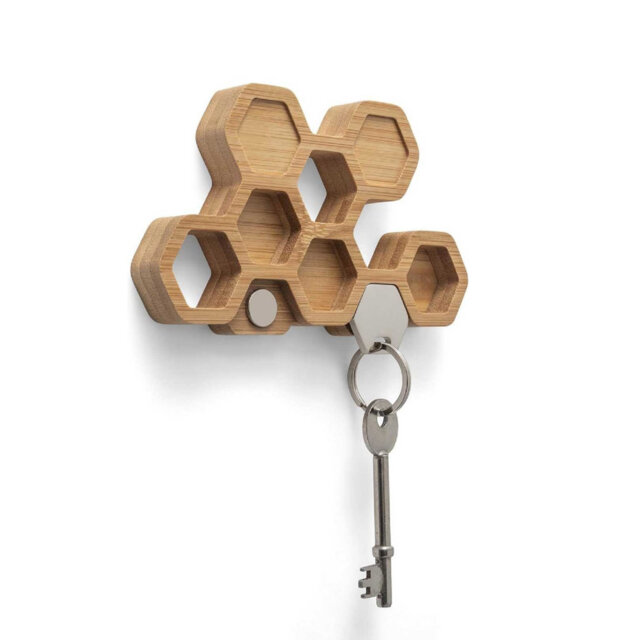 Wood Wall Organizer with Key Hooks