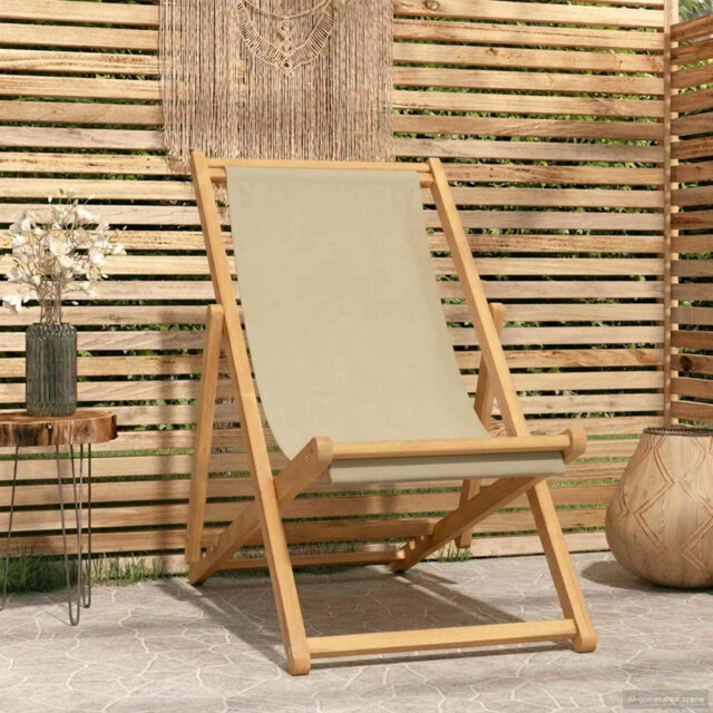 Folding Beach Chair Outdoor Patio Seating Furniture Solid Teak Wood