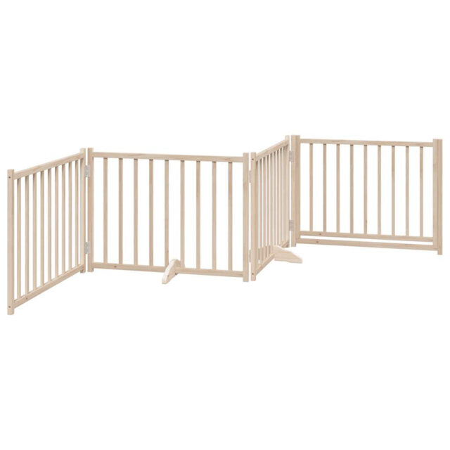 Archie & Oscar Dog Gate With Door Foldable 4 Panels 320 Cm Solid Wood Fir