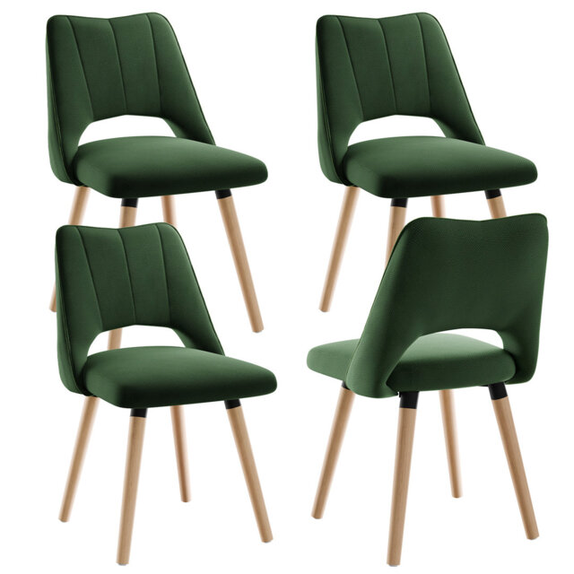 Dining Chairs, Chenille Upholstered, Hollow Back, 48cm Seat
