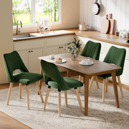 Dining Chairs, Chenille Upholstered, Hollow Back, 48cm Seat