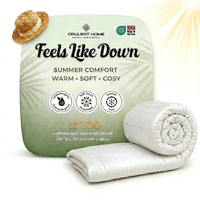 Opulent Home Premium Anti-Allergy Duvet Quilt 15 TOG - Lightweight Stripe Winter Warm Comforter Single /Double/King/Super King