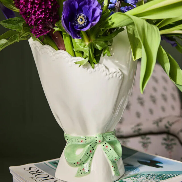 Cath Kidston Bouquet Ceramic Vase - White/Green