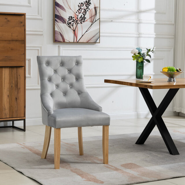 Set of 2 Akkar Velvet Upholstered Dining Chairs