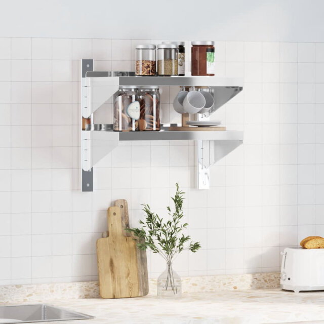 Borough Wharf 2-Tier Wall Shelf Stainless Steel