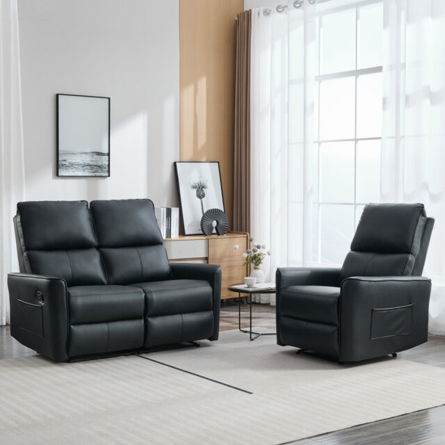 Alfino 1+2 Seater Manual Air Leather Recliner Sofa Set
