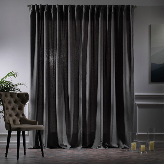 100% Blackout Textured Extra Long & Extra Wide Decorative Curtain - Single Panel