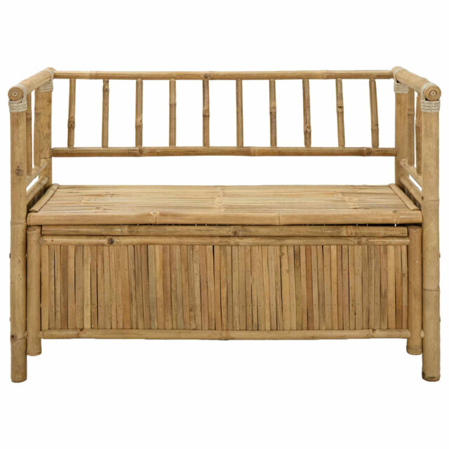 Garden Storage Bench Natural Bamboo Outdoor Seating Modern Furniture