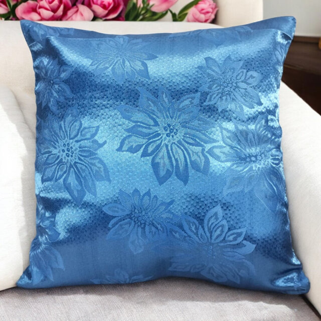 Kramer Indoor / Outdoor Floral Blue Square Throw Cushion Cover Pack Of 4