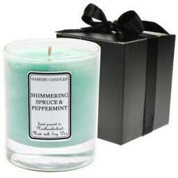 Shimmering Spruce & Peppermint Scented Jar Candle with Glass Holder