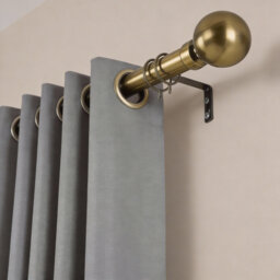 Extendable Metal Curtain Pole - Adjustable Plain Metal Rod with Finials & Brackets for Eyelet/Tab-Top Curtains