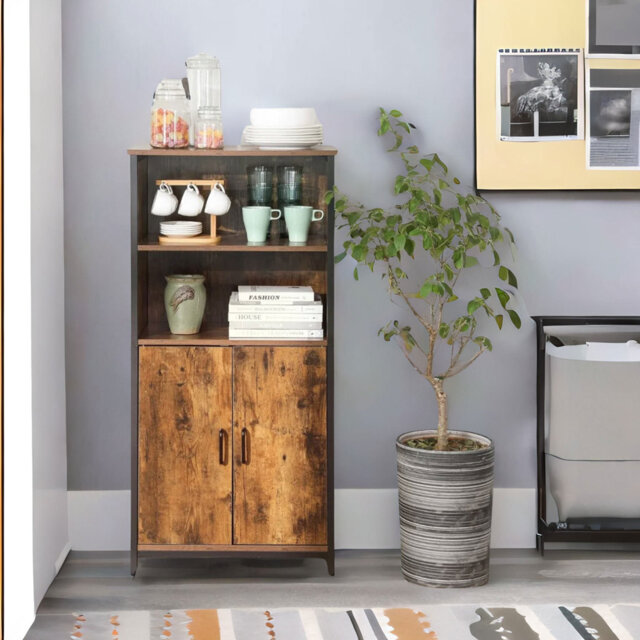 Multipurpose Kitchen Sideboard Buffet Cabinet With 2 Open Shelves