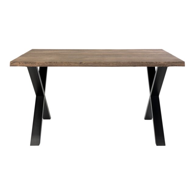 Elsass Oak Solid Wood Top Metal Base Dining Table