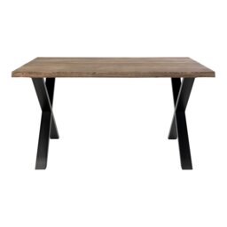 Elsass Oak Solid Wood Top Metal Base Dining Table