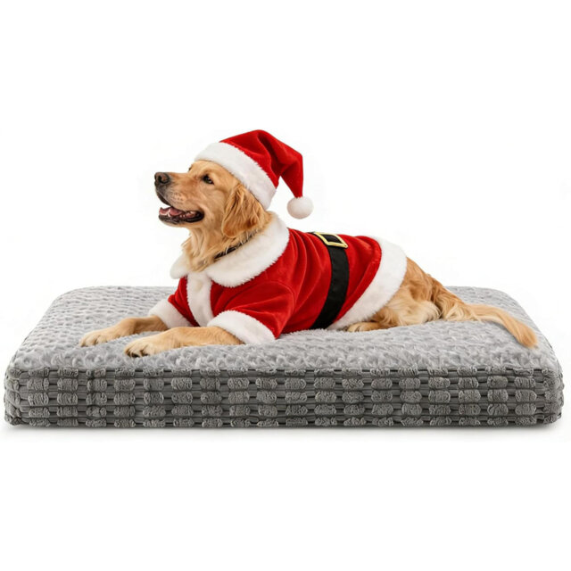 Extra Large Dog Bed Grey XXL Dog Crate Mat With Detachable Cloth Cover, Dog Beds Washable Cage Mattress, XL Dog Pillow Bed Waterproof Crate Mattress,