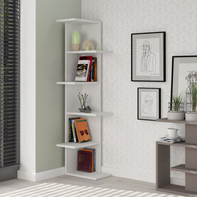 Saso Corner Bookcase 5-Tier Storage Unit