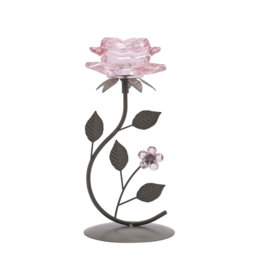 22.5Cm Glass Metal Tabletop Votive Holder