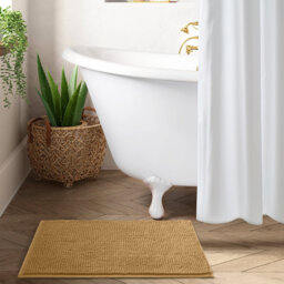 Soft Chenille Microfiber Non-Slip Bath Mat - Ultra Absorbent Machine Washable Bathroom Rug for Shower, Bath & Ensuite