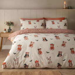 Halloween Scare Bears Cream Reversible Duvet Cover and Pillowcase Set